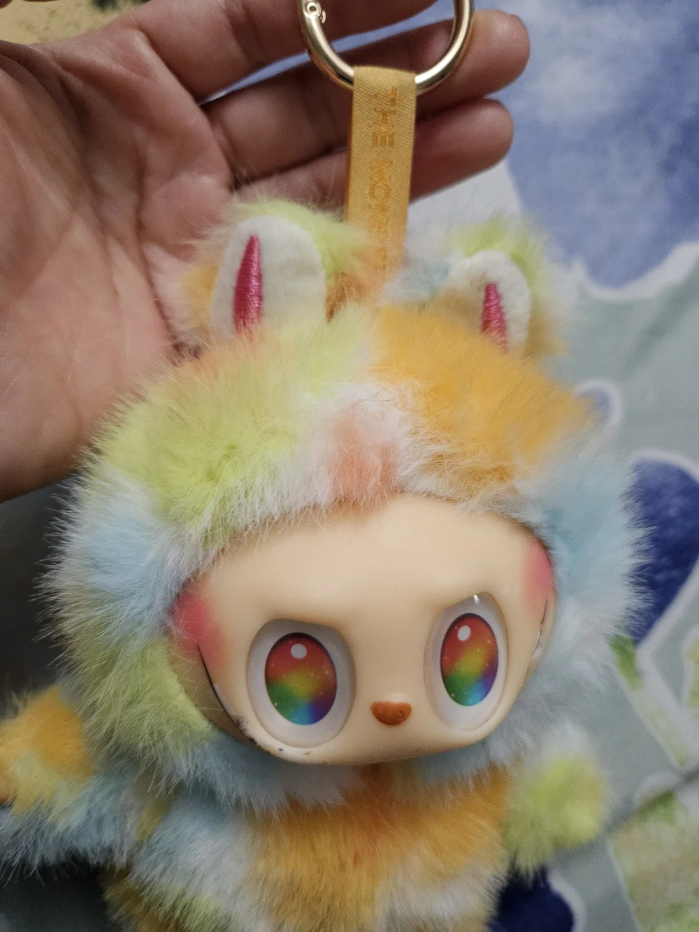 Labubu Plush Rainbow Monster Keychain for Small Pets - Multicolor